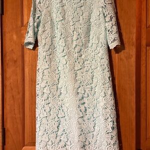 Sandra Darren Lace Midi Dress in Light Blue